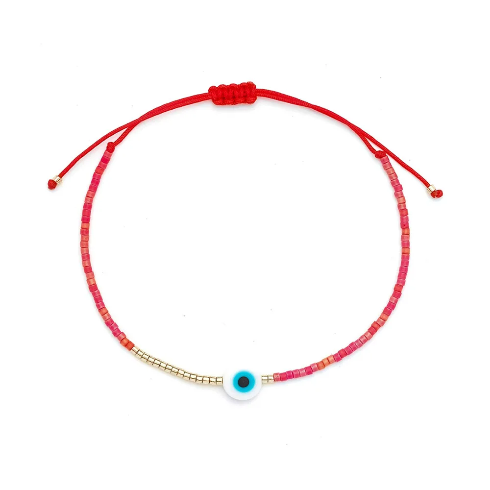 Vlen Miyuki Evil Eye Bracelet Simple Tiny String Dainty Bracelets For Women Multicolor Delica Beads Pulseras Fashion Jewelry