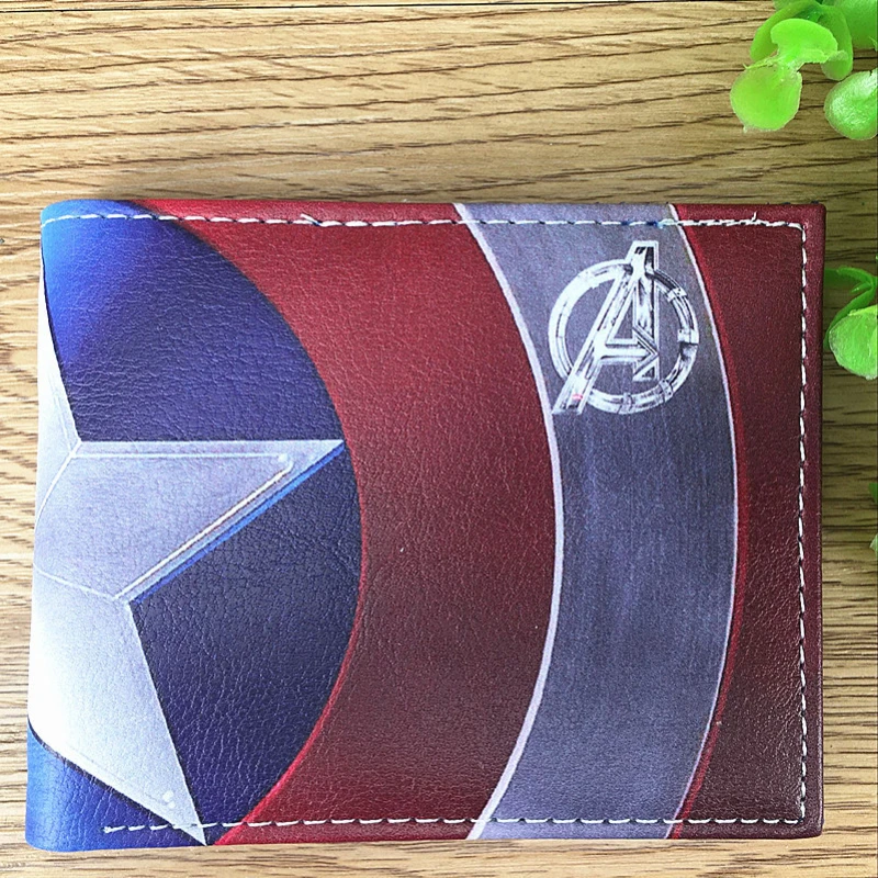 MINISO Disney League of Legends Superhero Short Double Wallet Full Color Pu Leather Wallet for Men and Women Mens Wallet