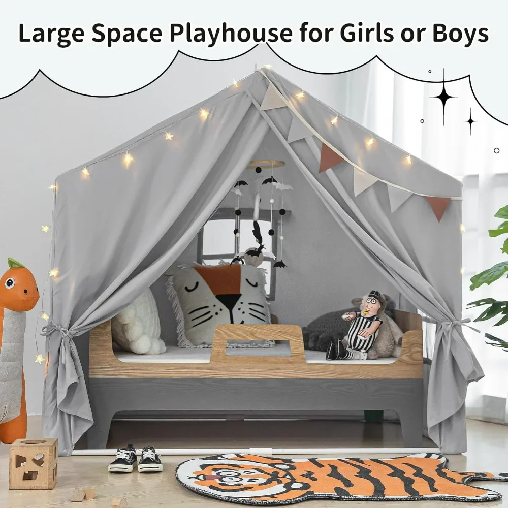 Kids Play Tent, Large Playhouse Tent Indoor, Play House Kids Castle Tent for Girls & Boys, Play Cottage (Grey)