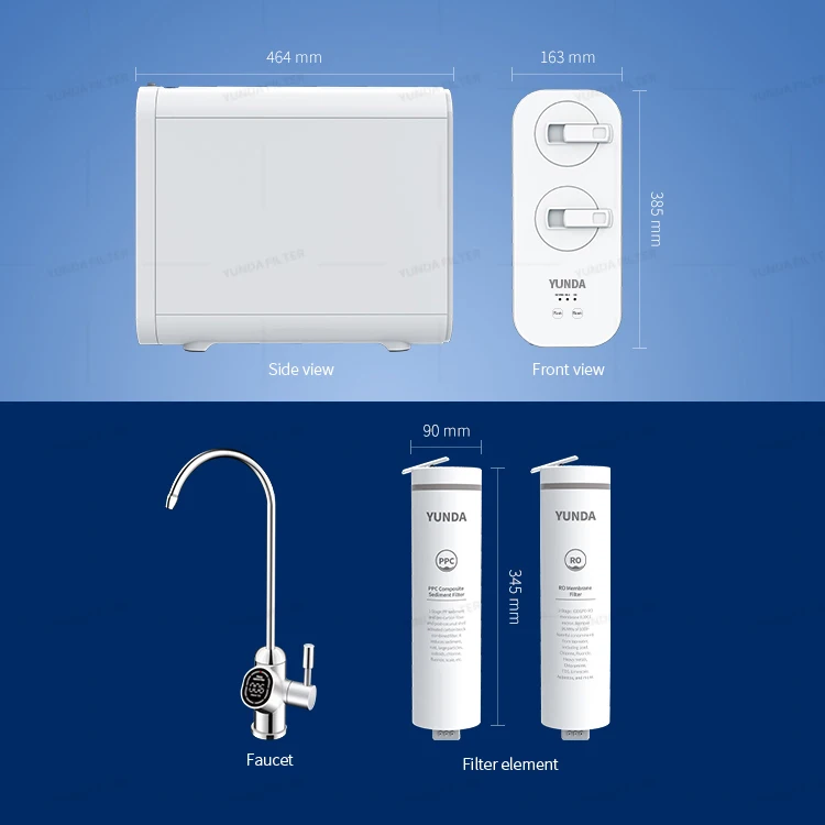 Huisgebruik Nsf Gecertificeerde Kokosnoot Actieve Kool En Hoge Filtratie Effect Ro Membraan Ro Water Systeem Ro Waterzuiveraar