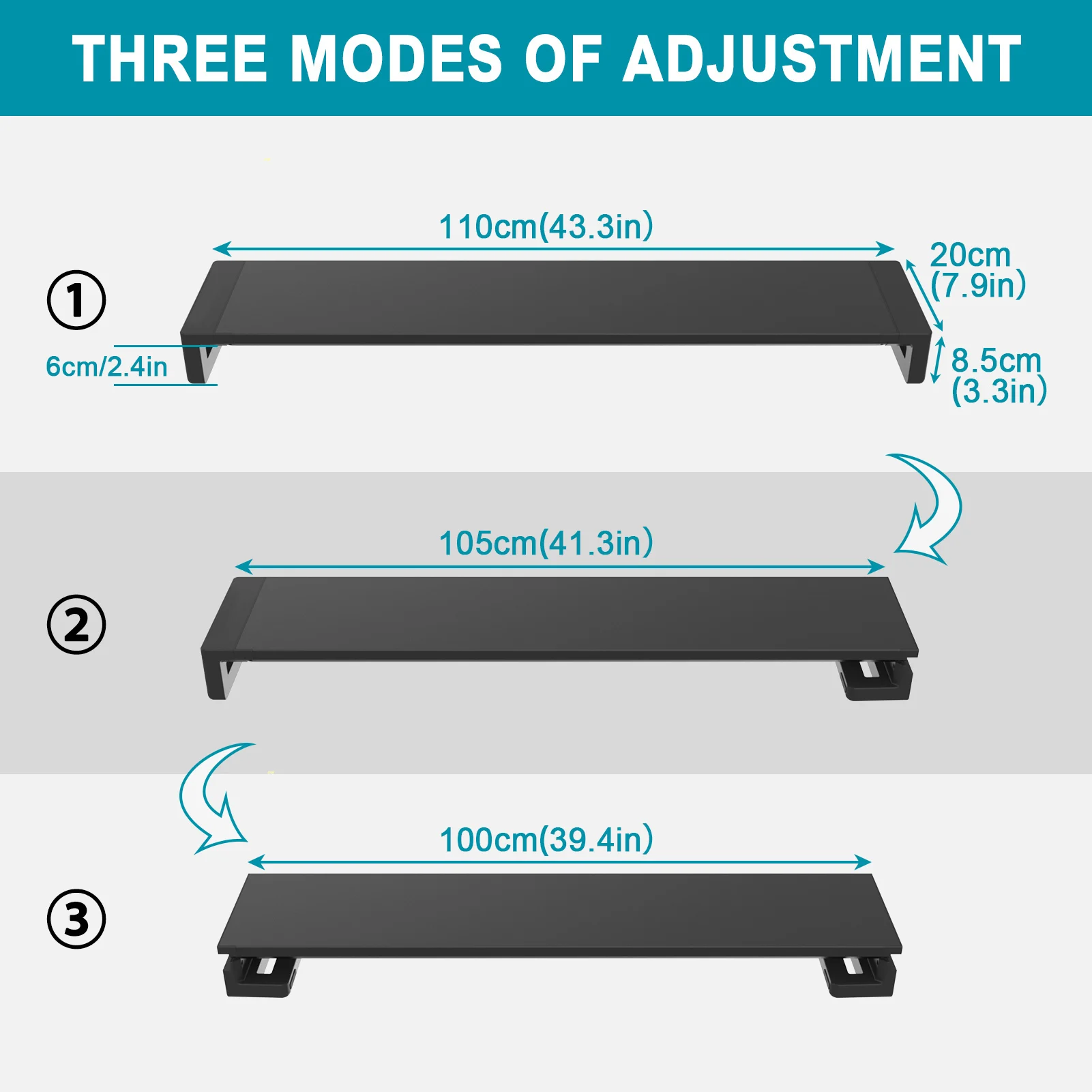Dual Monitor Stand Riser, Extended Desktop Computer Monitor Support Bracket, for 2 Monitors, with Printer Stand and Laptop Stand