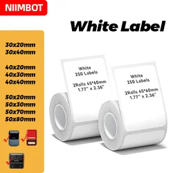 Niimbot สติ๊กเกอร์บาร์โค้ดกาวกันการฉีกขาดกันน้ำมันสำหรับเครื่องพิมพ์ฉลากกระดาษม้วนสติกเกอร์สีขาว B3S B1 B21