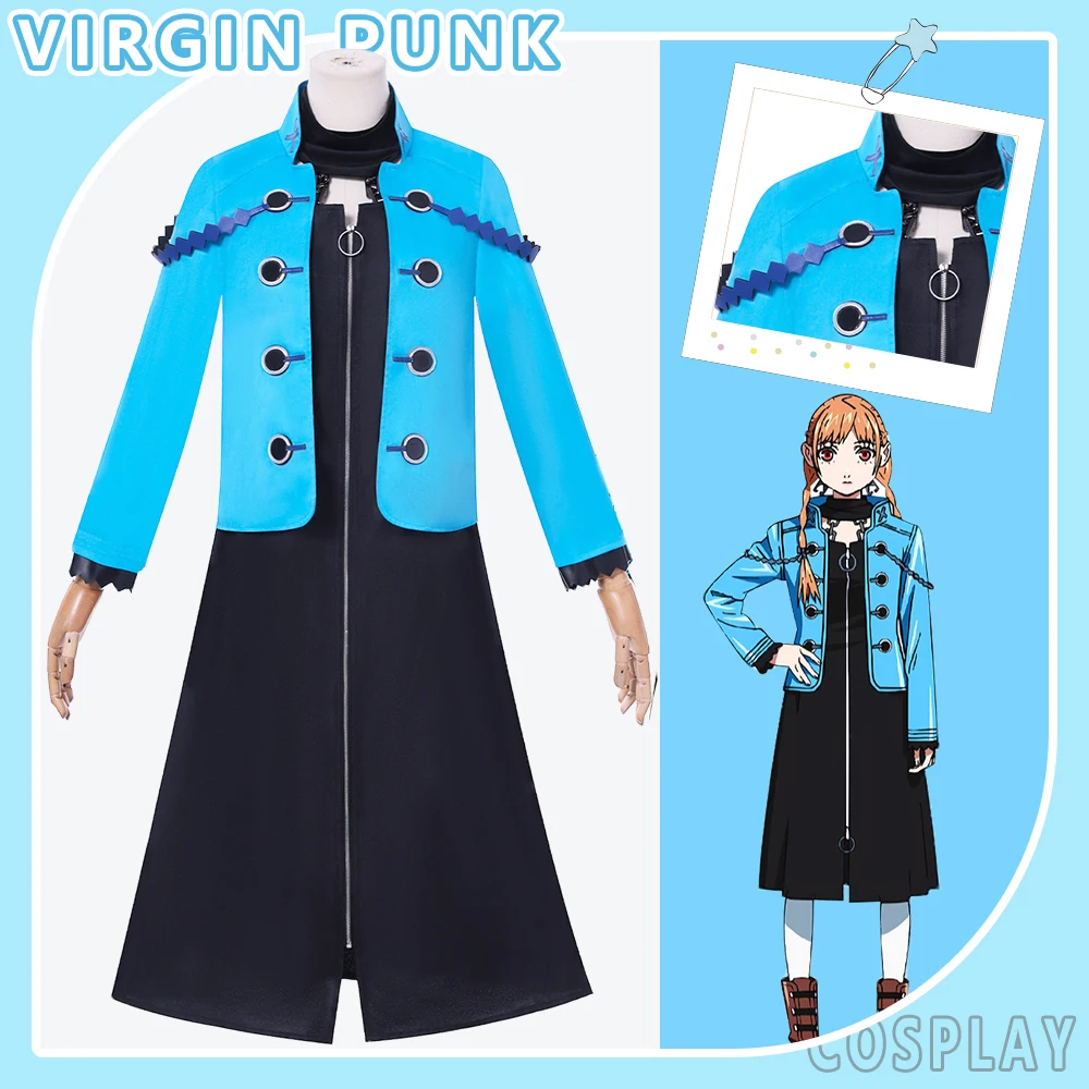 

Anime VIRGIN PUNK Girl Ubu Kanpi Cosplay Costume Blue Coat Dress Roleplay Outfit Carnival Halloween Party Role Clothing Women