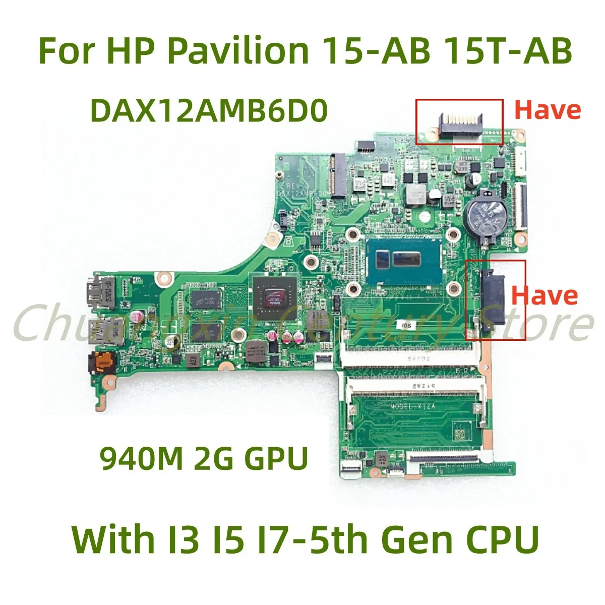 

Подходит для материнской платы ноутбука HP Pavilion 15-AB 15T-AB DAX12AMB6D0 с процессором I3 I5 I7 940M/2G GPU, 100% протестировано, полностью работает