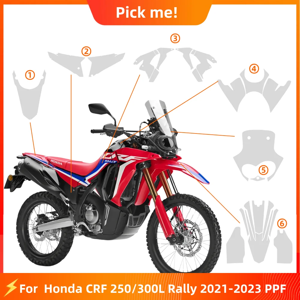 For Honda CRF 300L Rally PPF TPU Protective Film Full Body Paint Protection Scratch Resistant Kit CRF 250 Rally Anti-scratch