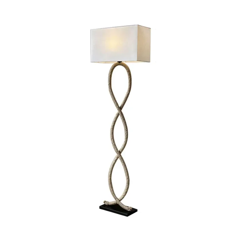 Lámpara de pie Led de cuerda de cáñamo, lámpara de pie Estilo nórdico Retro Wabi Sabi para sala de estar, decoración del hogar, dormitorio, sofá,