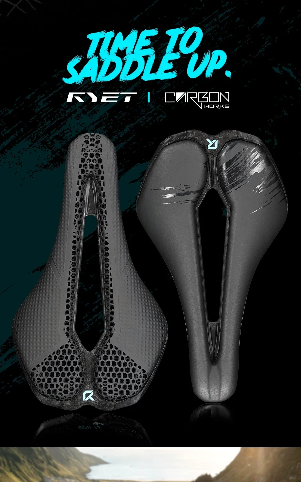 RYET 3D/EVA Carbon-Sattel 126-170g 255x143mm 7x9mm T800-Schienen Cut-Out Ultraleichter Rennrad-MTB-Gravel-Sattel Pro Racing 3D Leichtgewicht – Detail 1