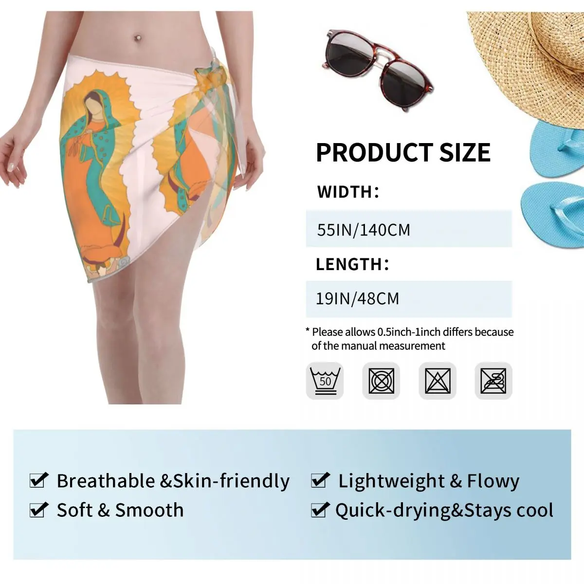 Sarongs courts personnalisés pour femmes, enveloppe de plage, impression vierge marie en 3D, pour maillots de bain, robes portefeuille pour Bikini, Cover-up pour maillot de bain
