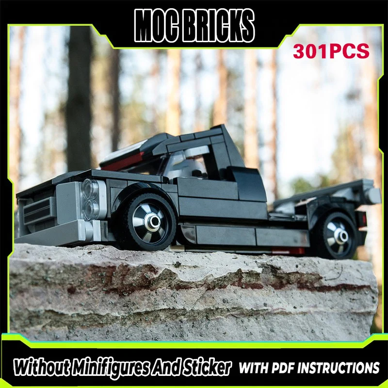 

City Car Model MOC Building Bricks Black Stanced Racing Truck Modular Technology Gifts Holiday Assemble Children Toys Suit