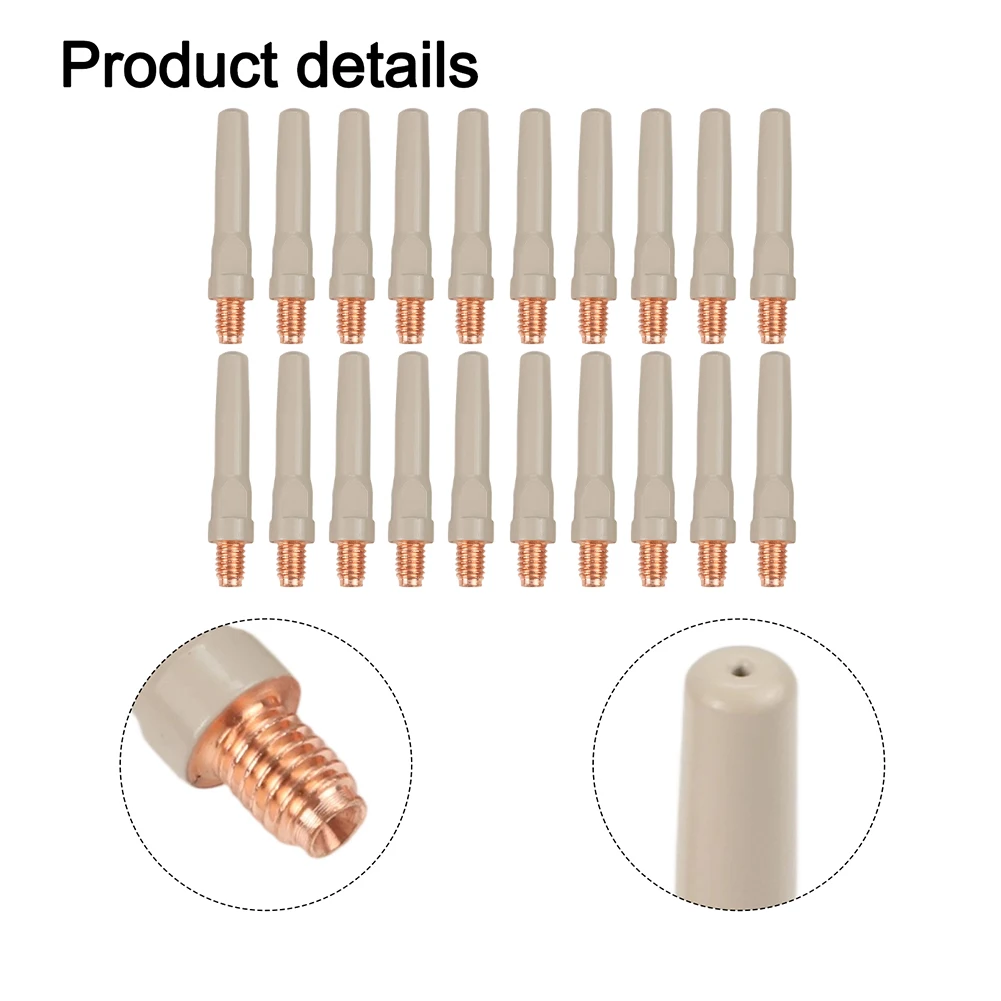 20PCS Welding Tips with Non-Stick Coating for 15AK Torch Models Supporting 45mm Length and 0.8mm Aperture Function