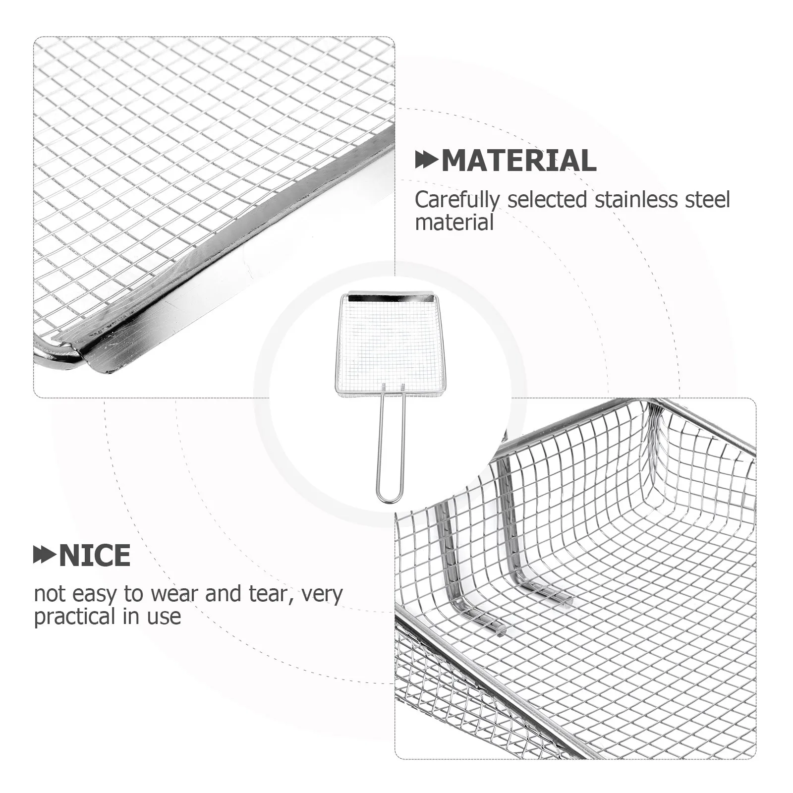 

Frying Basket Stainless Steel Mesh Screen Food Fry Basket Kitchen Strainer for French Fries Small Fish Reusable