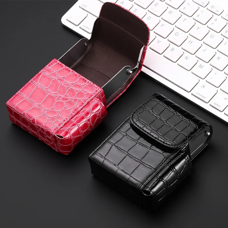 Portable PU Leather Cigarette Case Cover Gas Lighter Holder Box Waist Pocket Pack Belt Bag Smoking Accessories Gadgets for Men