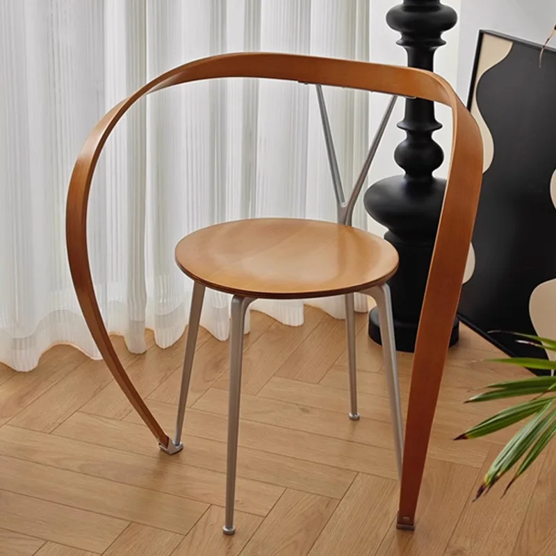 Villa Home Dining Table and Chair Lapel Chair Single Creative Stainless Steel Armchair