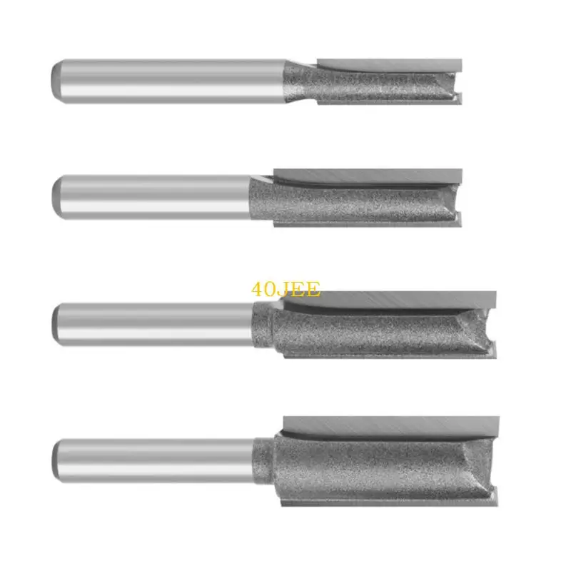 40JE 4Pieces Profesional Woodworking Router Bit Double Edges Design 1/4inch Shank Daya Daya Daya Baja Lurus Potong Router Bit