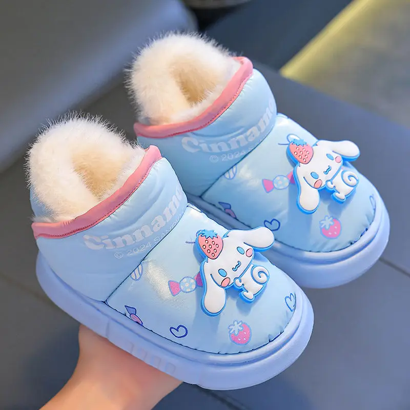أحذية الأطفال أحذية الثلوج الكرتون الشتاء أحذية بولي Leather الجلود للفتيات الدافئة المضادة للانزلاق الانزلاق على الوردي الأرجواني الأحذية حجم 24-37