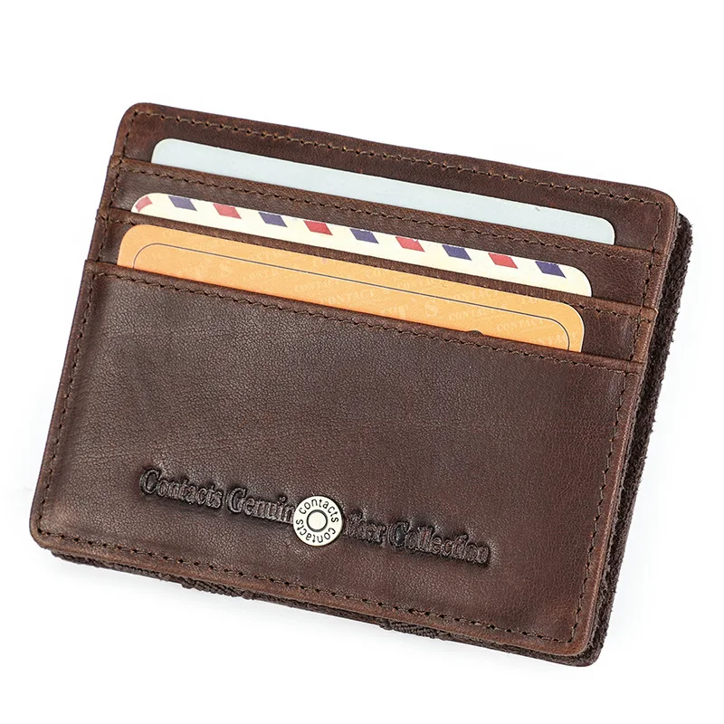 ماجيك تيل حامل بطاقة جلدية حقيقية محفظة سحرية سليم Bifold تتفاعل الذكور محافظ صغيرة سستة عملة جيب محفظة صغيرة المال كليب