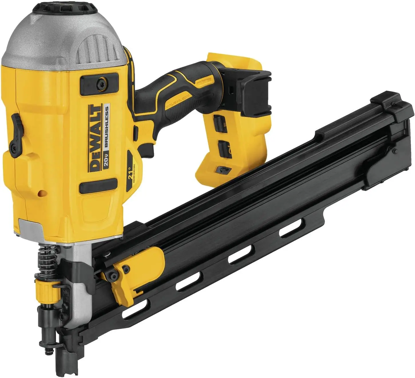 DEWALT 20V MAX* أداة إطارات المسامير، 21 درجة، مطلية بالبلاستيك، أداة فقط (DCN21PLB)