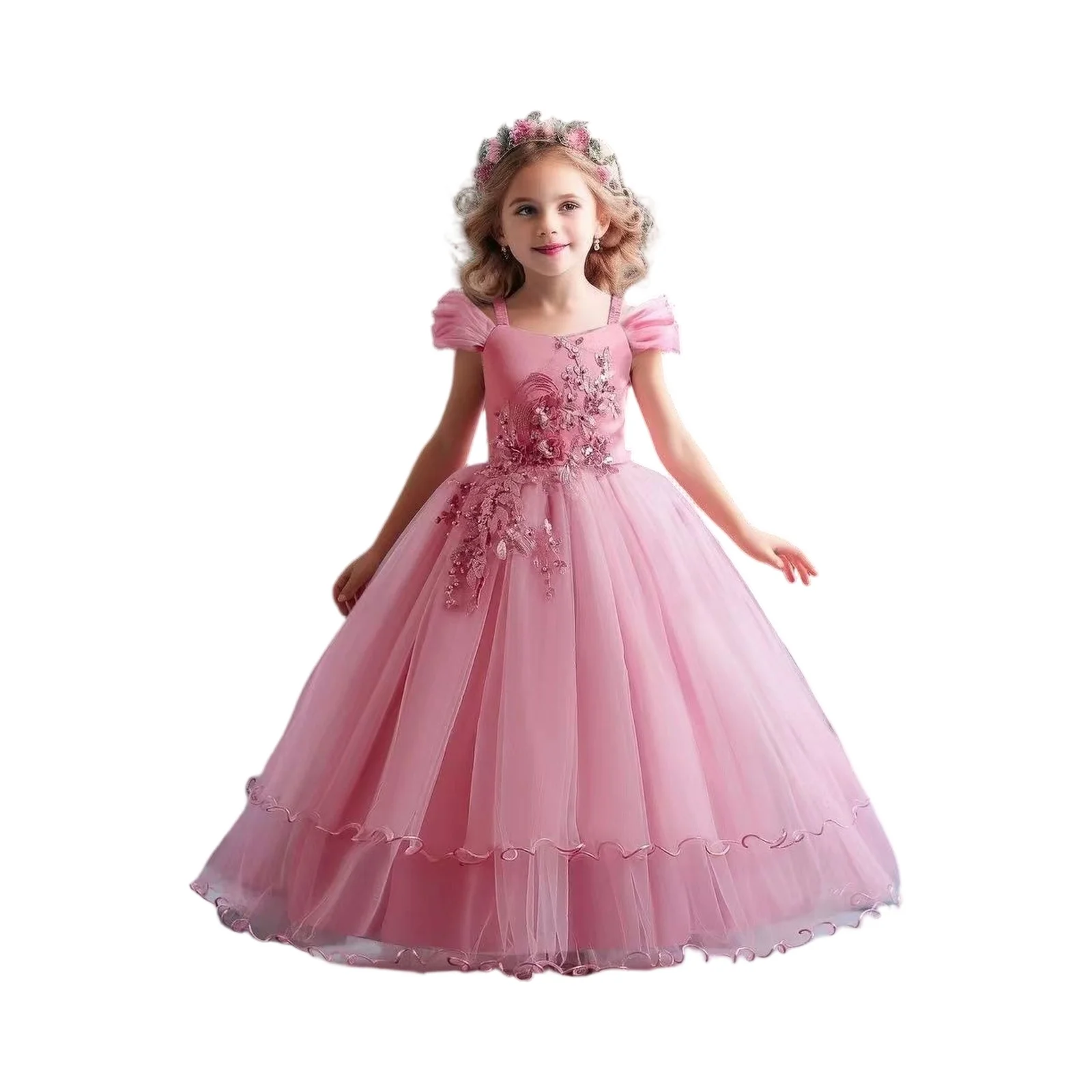 

Новое кружевное платье принцессы для девочек-подростков, детское длинное платье с цветочным узором для выпускного вечера, элегантное вечернее платье, подарок на день рождения