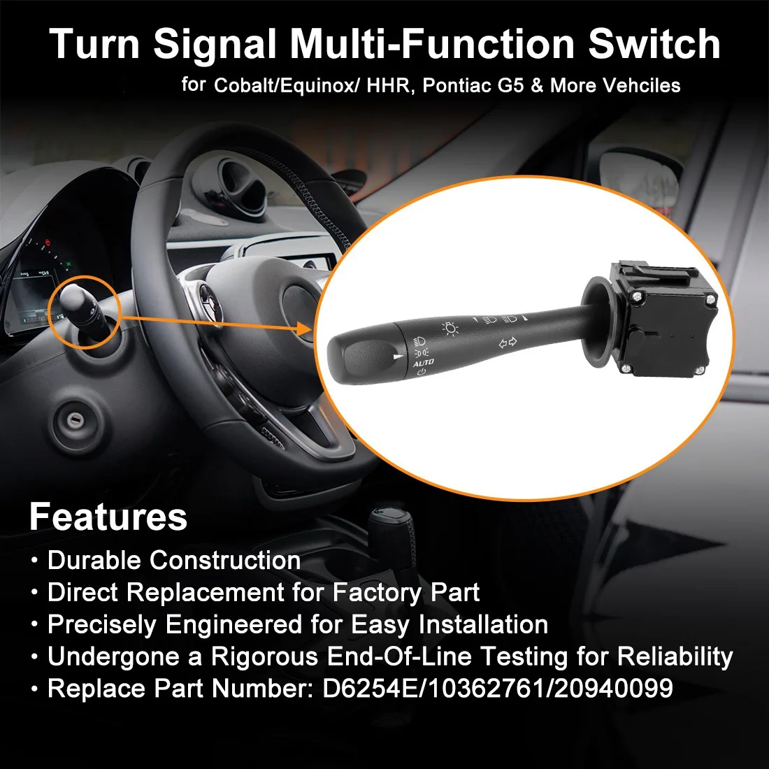 Turn Signal Dimmer Directional Switch Lever for Chevy Cobalt Equinox HHR Pontiac G5 Solstice Torrent D6254E