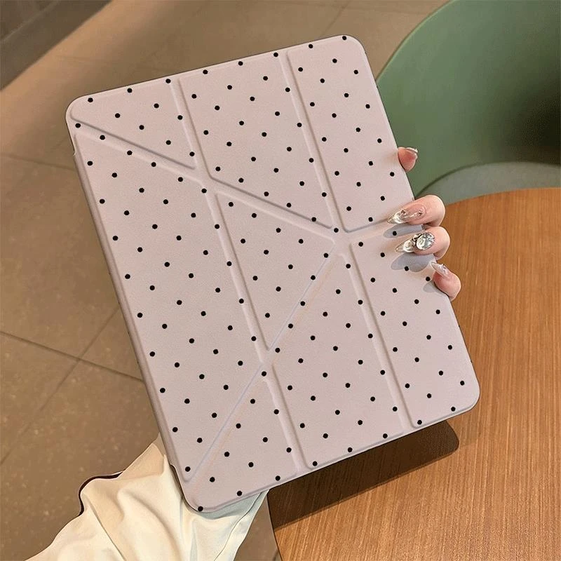 Ins Pink Polka Dot Tablet Case For iPad Pro 11 12.9 13 A16 M2 M4 M3 M5 Shell 8.3 9.7 10.2 5/6/7/8/9/10/11th Mini Air 3 4 5 Cover