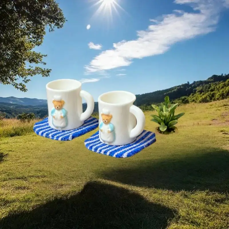 

2 шт. миниатюрные кружки-медведи для кукольного домика, модели чашек для воды, декор для домашней сцены, аксессуары для кукольного домика, игрушки для ролевых игр