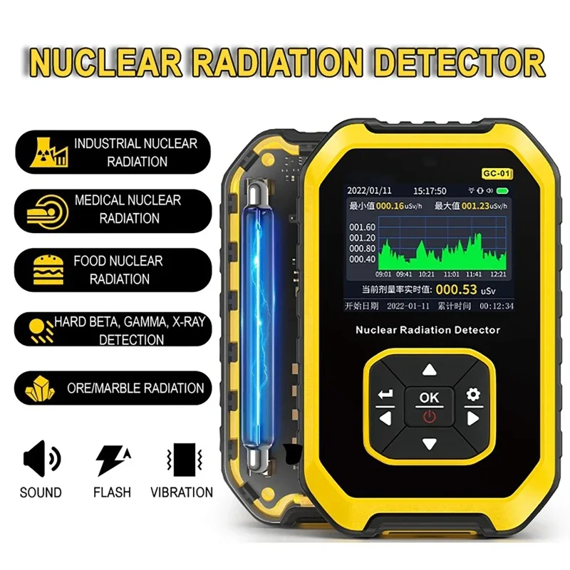 GC-01 Geiger Counter Nuclear Radiation Detector X-ray Beta Gamma Detector Dosimeter Y-ray β-ray Radioactive Tester