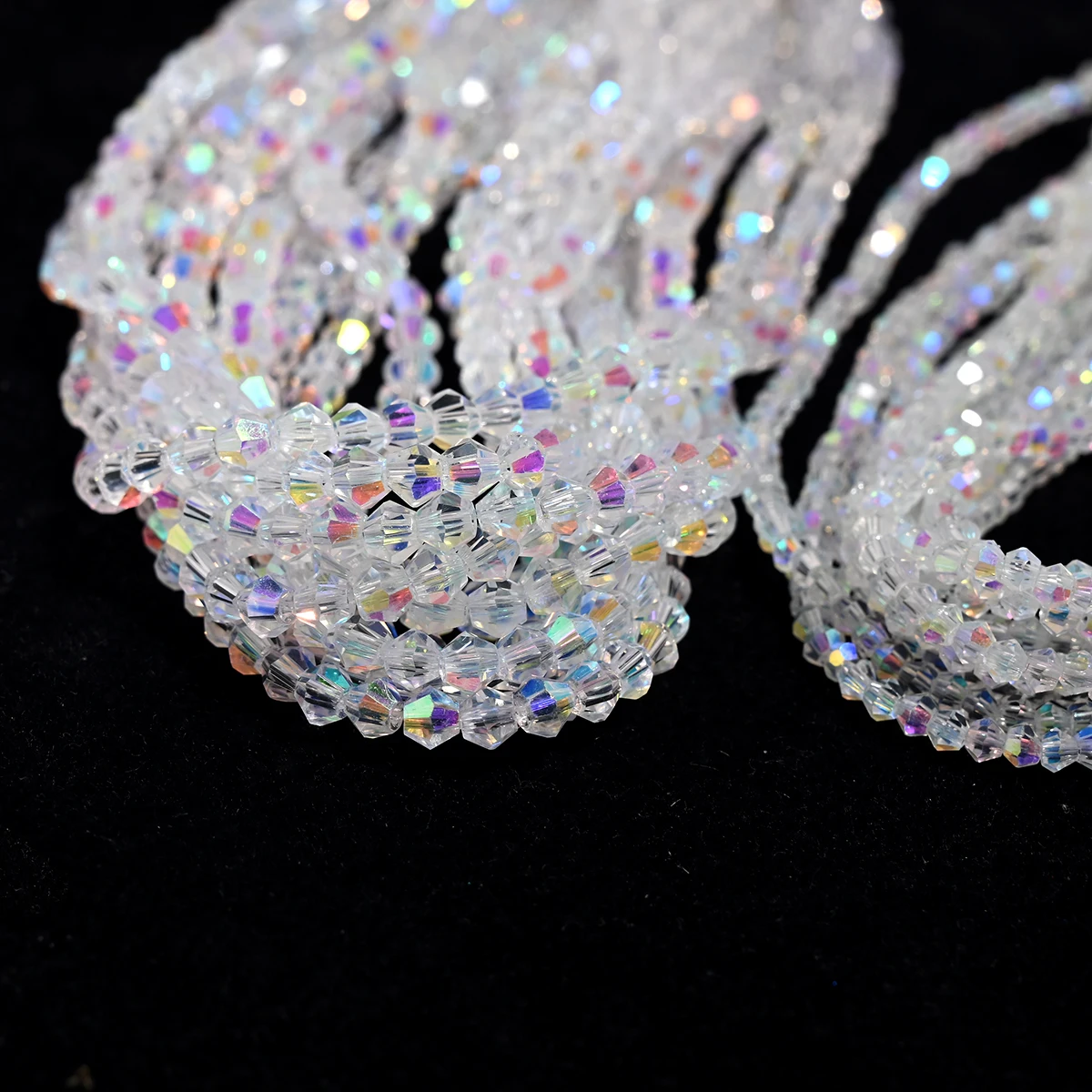 3/4mm Bicone Shaped Beads Shiny Crystal Loose Spacer Glass Beads for Jewelry Making Bracelet Nacklace Earrings DIY Accessories