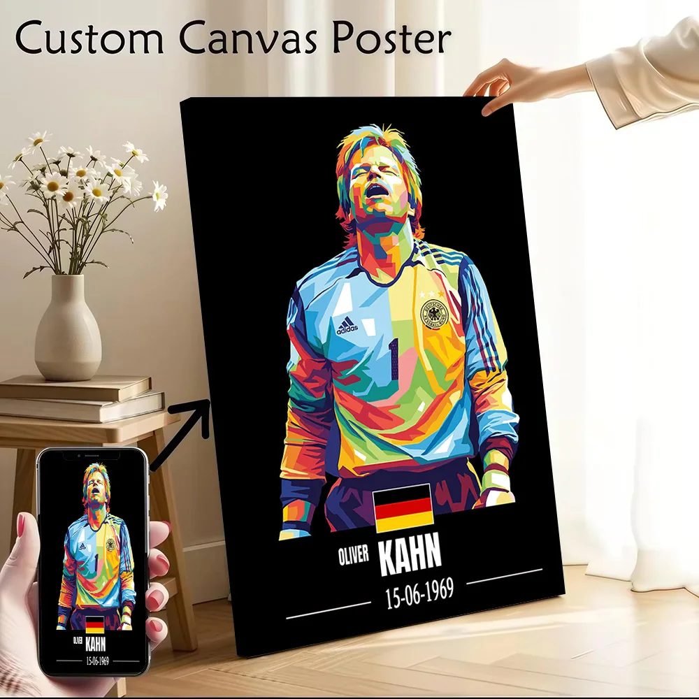 Oliver Kahn Pop Art Portrait Poster Customizable Printed Canvas Painting for Pictures Wall Art Decorative Paintings Wand Deko