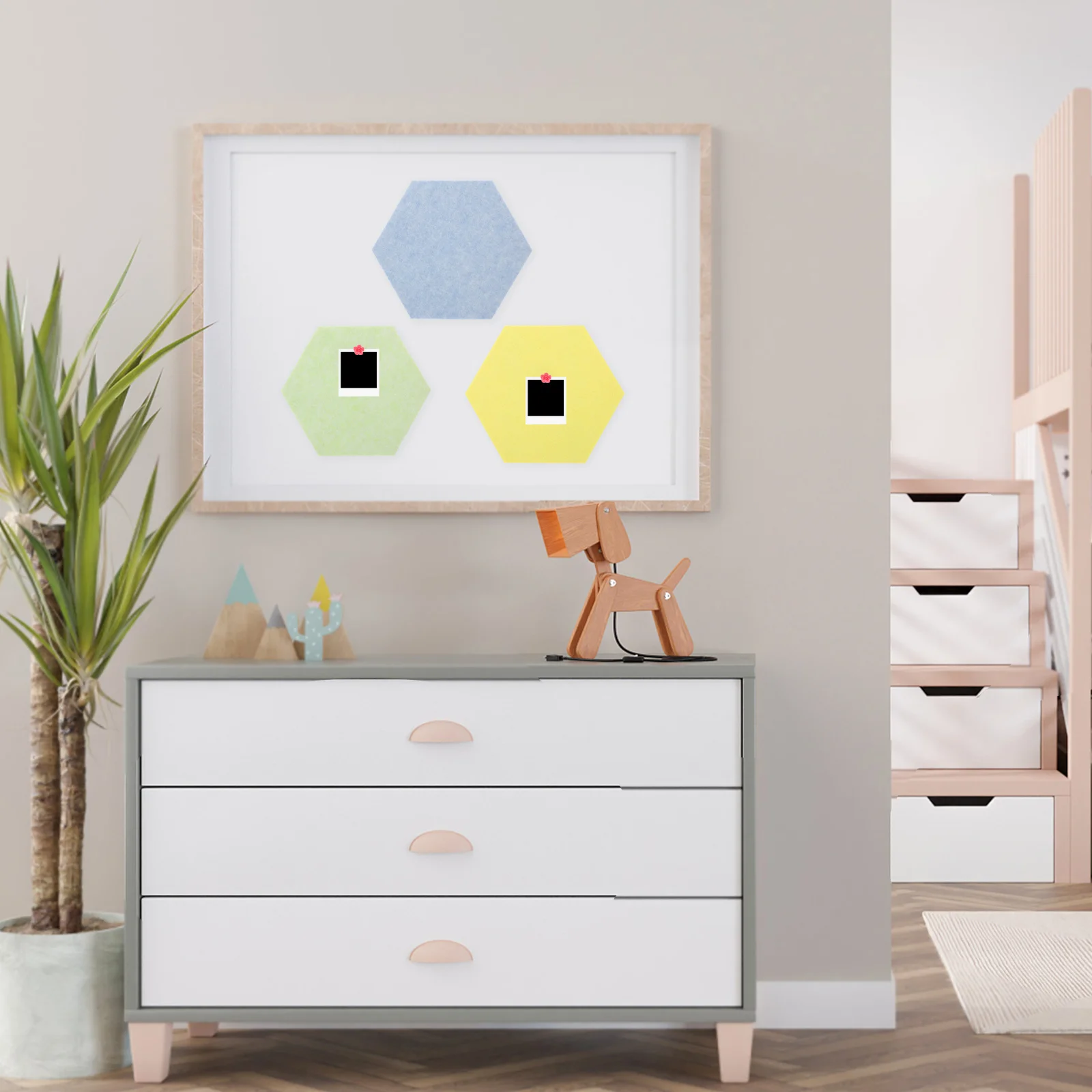 

6Pcs Hexagon Felt Boards Wall Memo Board Stickers DIY Design Photo Notes Display Home Office School Felt Hexagon Tiles