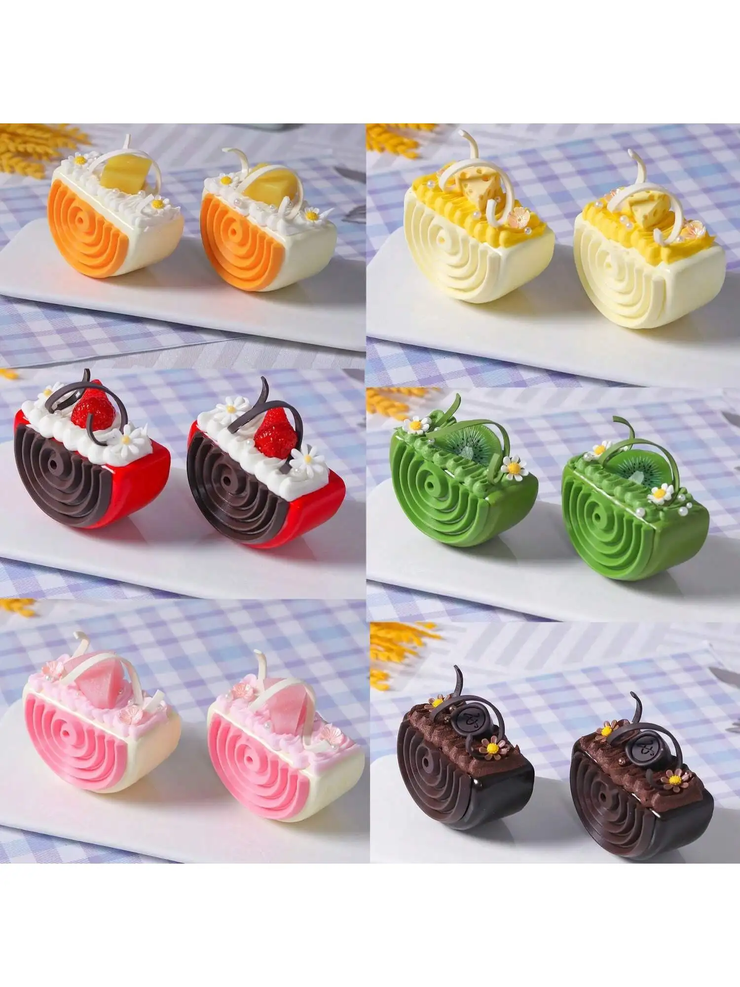 1PCS Simulation Cut Cream Mousse Cake Model Photography Props Chicken Rolls Refrigerator French Dessert Home Decoration Decorat
