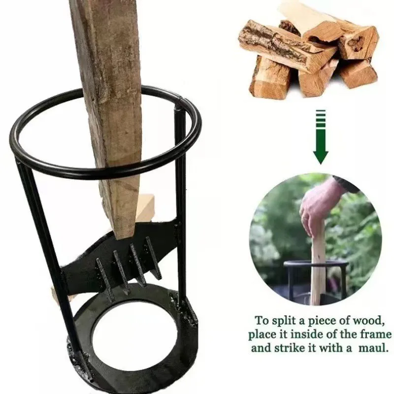 Manual Firewood Distributor Wedge Hatchet Firewood Distributor Handmade Cast Iron Kindling Firewood Splitter Outdoor Tools Drill