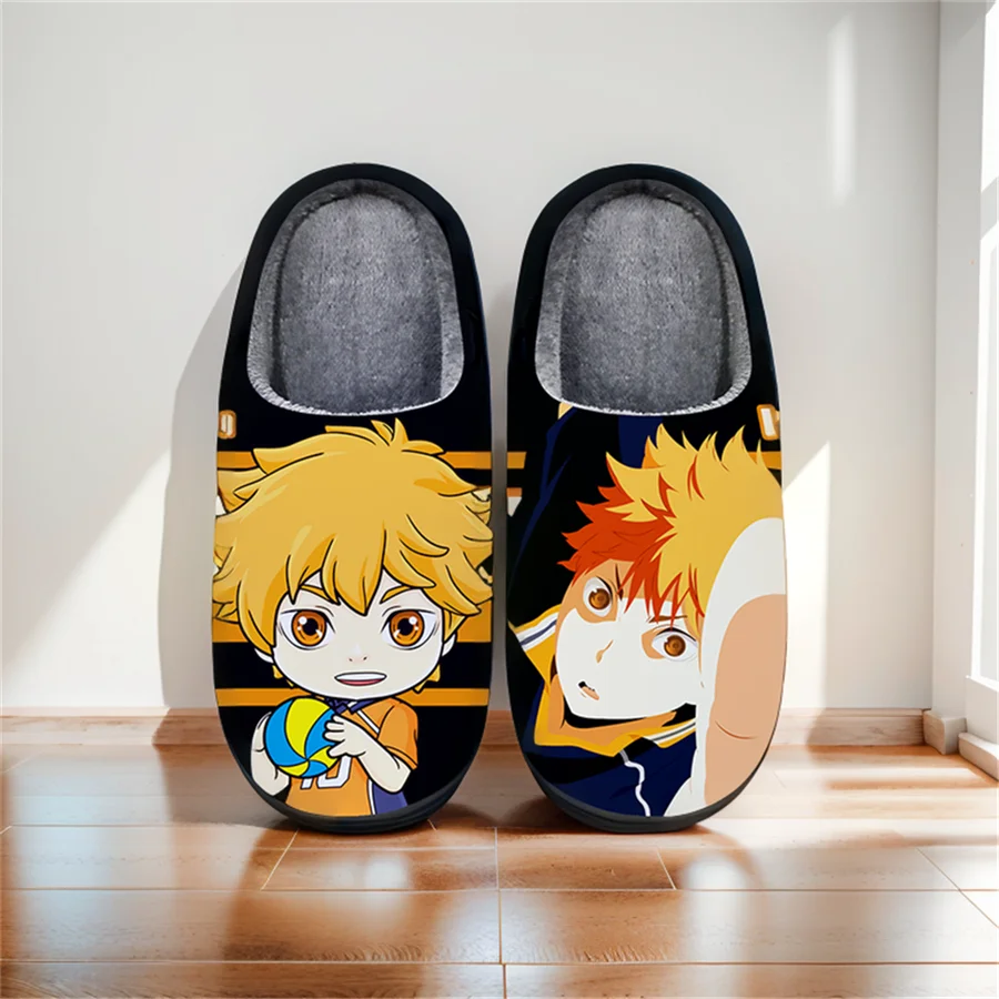 Anime Cartoon Cute Home Slippers Haikyuu!! Hinata Shoyo Cosplay Winter Warm Slippers For Man Woman Boy Girl Halloween Gift