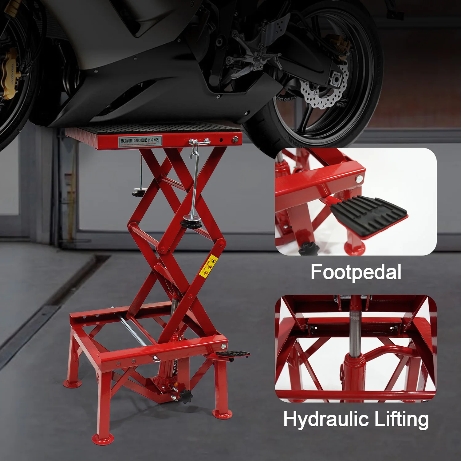 الهيدروليكية دراجة نارية رفع جاك 300 رطل قدرة الصلب ATV رفع حامل رافعة المحمولة دراجة نارية ATV رفع الجدول جاك رافعة الوقوف