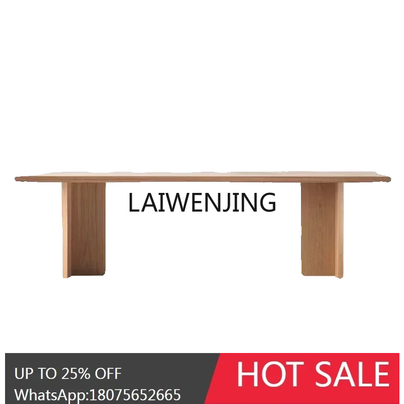 Nordischer Esstisch aus massivem Holz, Wabi Sandy, einfacher Schreibtisch aus Holz