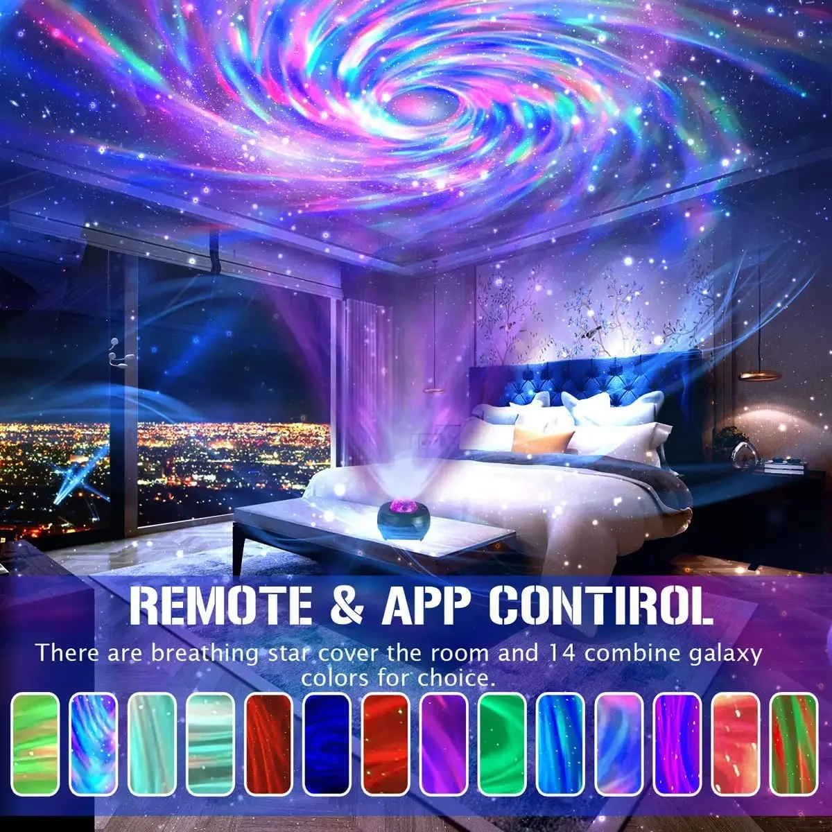 Lampu Atmosfer Bluetooth Xuanhui APP Starry Sky Light Natal Ulang Tahun Hadiah Kreatif LED Berputar Mimpi Lautan Langit Penuh