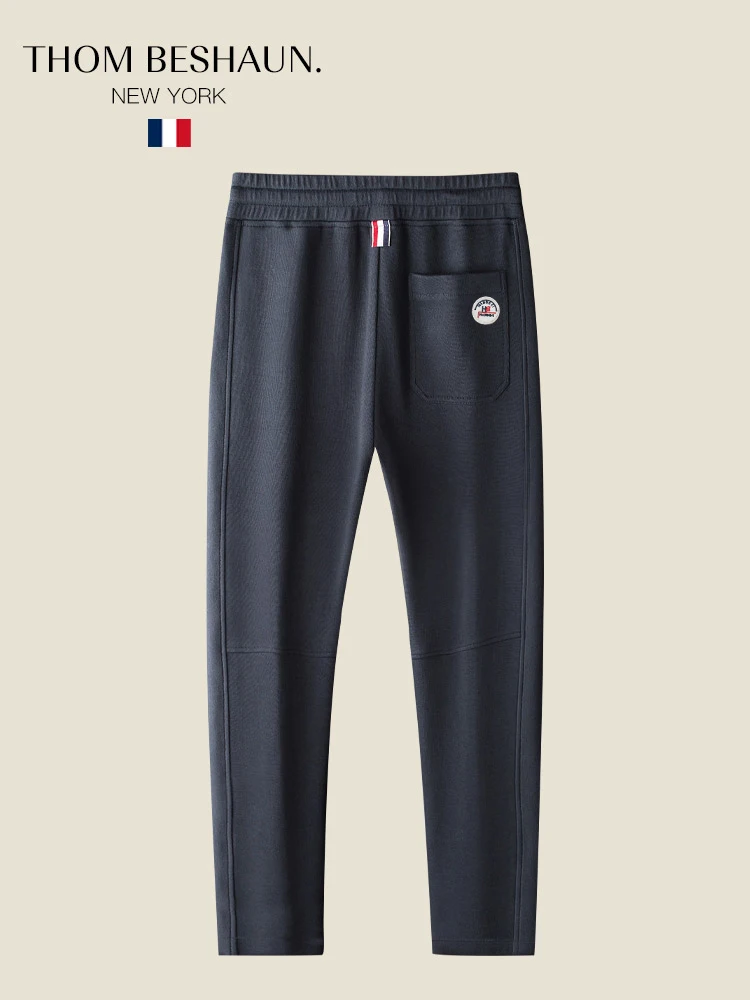 

THOM BEAUN Knitted Straight Leg Sweatpants Men's Casual Sportswear Autumn Winter Sle Faion Urban mid Waist Long Trousers