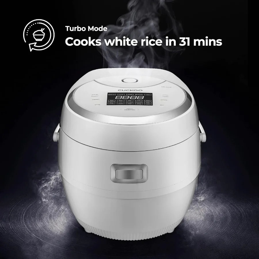 10-Cup Uncooked Micom Rice Cooker with 16 Menu Options Nonstick Inner Pot White Color Designed in Korea Renewed