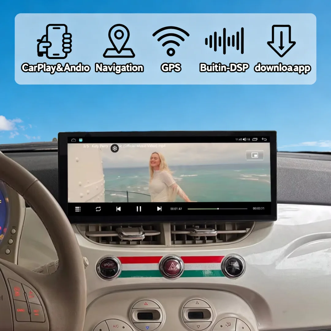 12.3Inch Car Radio Digital Cluster Odometer For Fiat 500 2007-2024 Carplay Android 13 Car GPS Navigation Stereo Multimedia Playe