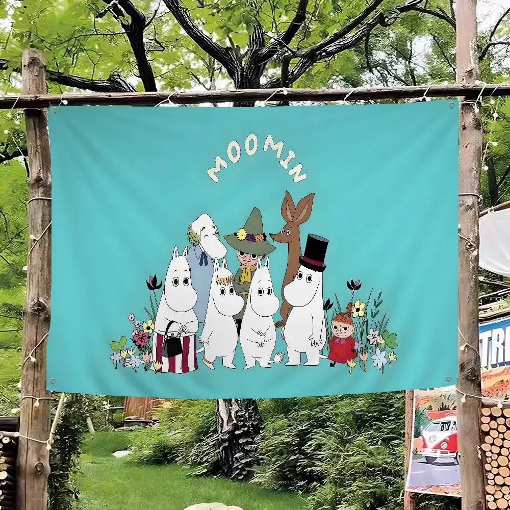M-Moomin Dreamy-Whimsical Large Size Flags Printing Patterns Interesting Birthday Party Decorations Banner