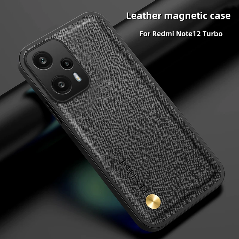 

Car Magnetic Case For Xiaomi Redmi Note 12 Turbo Luxury Cross Leather Shockproof Phone Cover For Redmi Note12 Pro Plus Coque