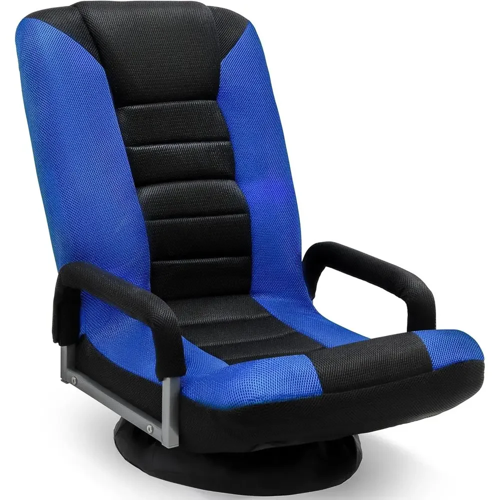 Ergonomic Gaming Chair: Multi-Position Recline, Adjustable Backrest, Removable Armrests, Storage Space, Blue with Black Stripe