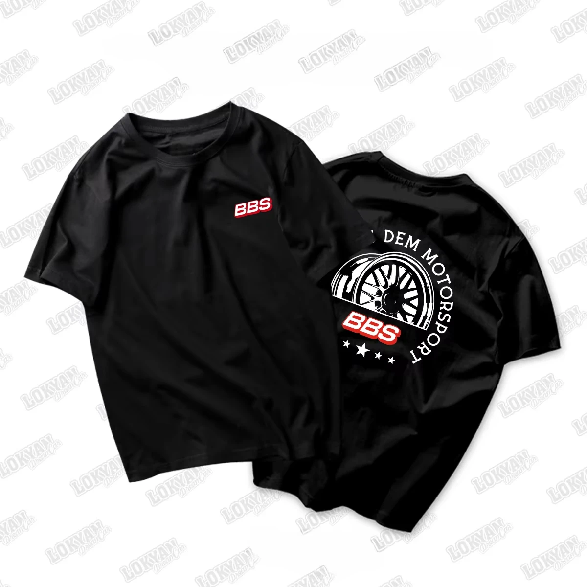 

Summer New BBS Short Sleeved Modified Car Wheel Hub Printed T-shirt JDM Palace Level Men's Clothing Unisex Pure Cotton