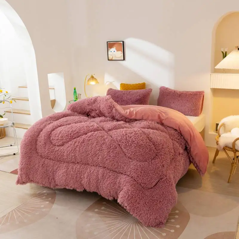 Duvets Filler Very Warm Quilt Bedspread Winter Sheep Wool Blanket Thicker Comforter Quilts Soft Machine Washable Microfiber