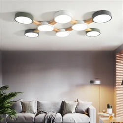 Modern LED ceiling lamp bedroom living room ceiling chandelier kitchen wooden chandelier hotel restaurant 220V interior lighting