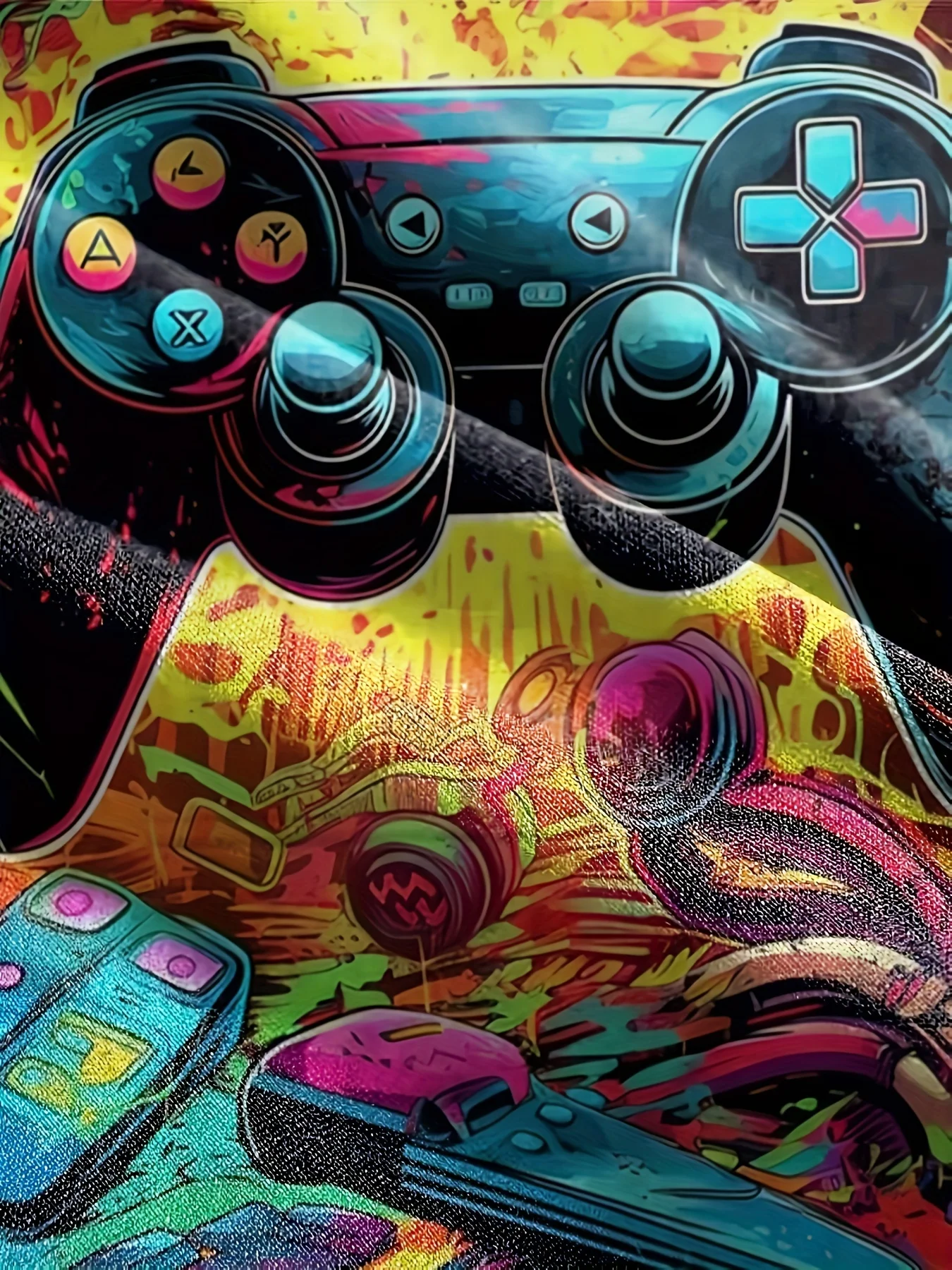 T-shirt graphique Vibrant Gamepad pour garçons, t-shirt à col rond doux et respirant, idéal pour le plaisir d'été décontracté et le refplay