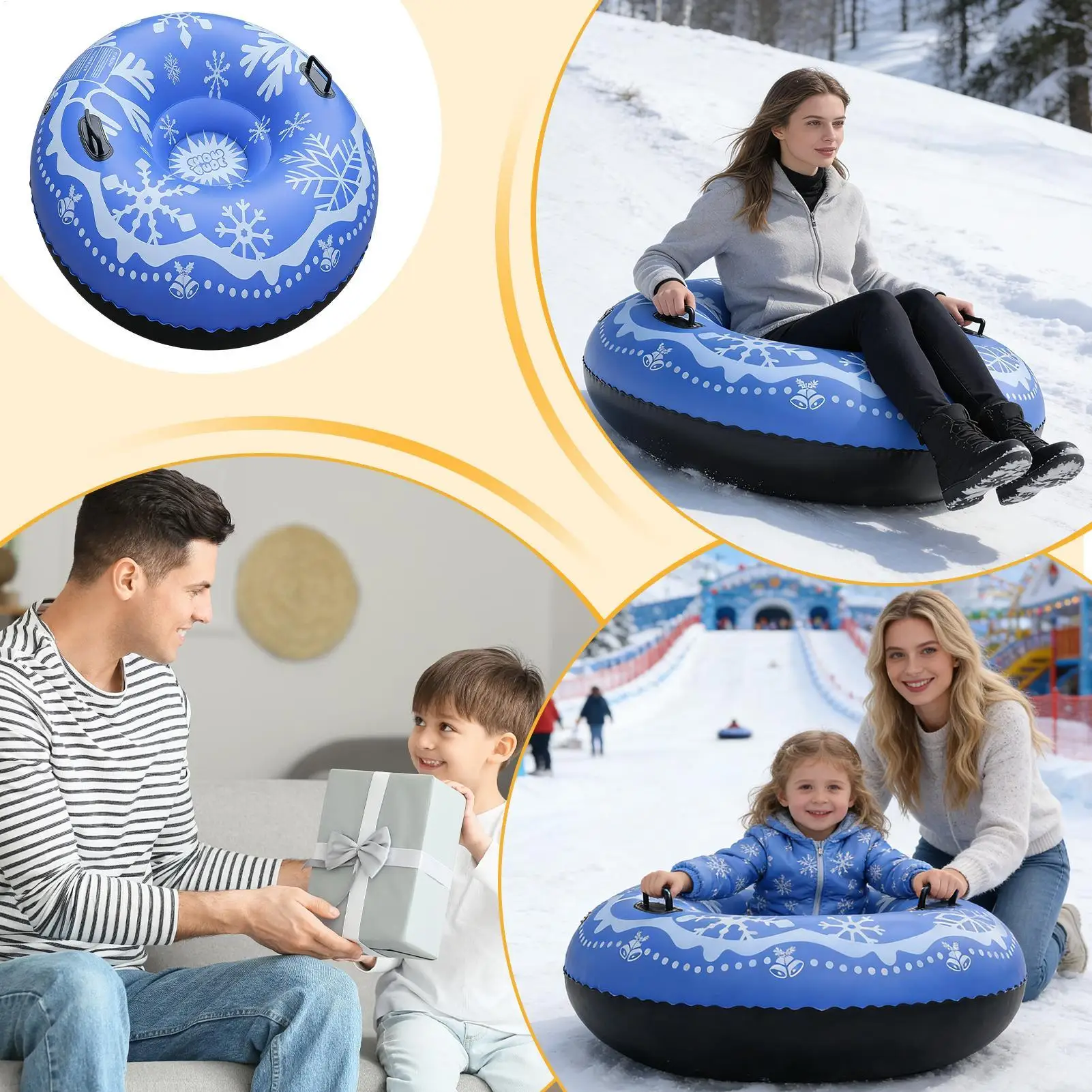 

Надувной санки-ватрушка для снега, сверхпрочные, толстые, для веселого катания, зимние игрушки для семьи, друзей, влюбленных, женщин и мужчин