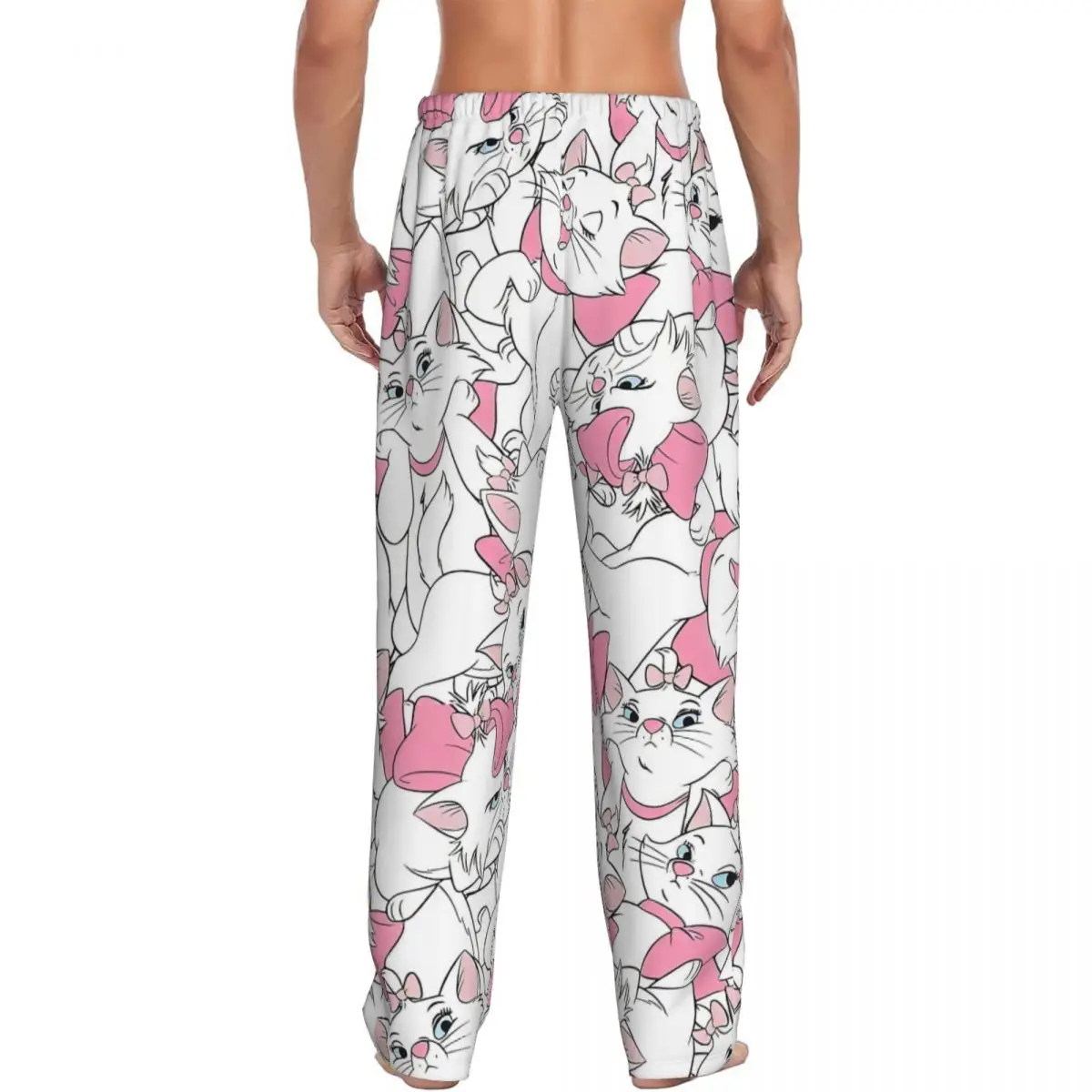 Custom Men Marie Cat Pajama Pants Printed Animation Sleep Sleepwear Bottoms with Pockets