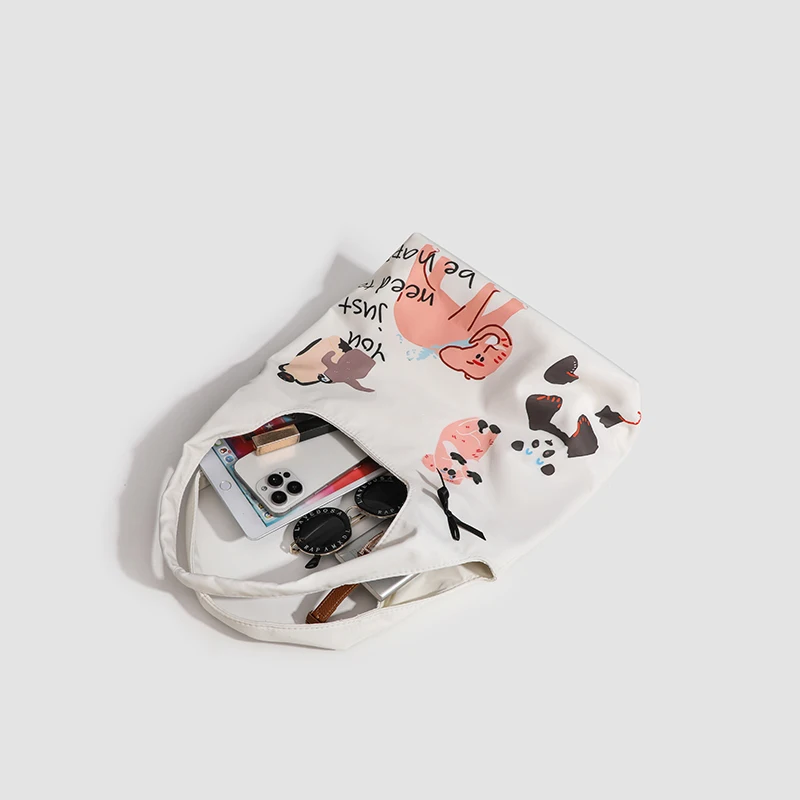 2024 New Large Capacity Minimalist Tote Bag Women's Hand Bag Cartoon One Shoulder Tote Bag Hobo Canvas Handbag