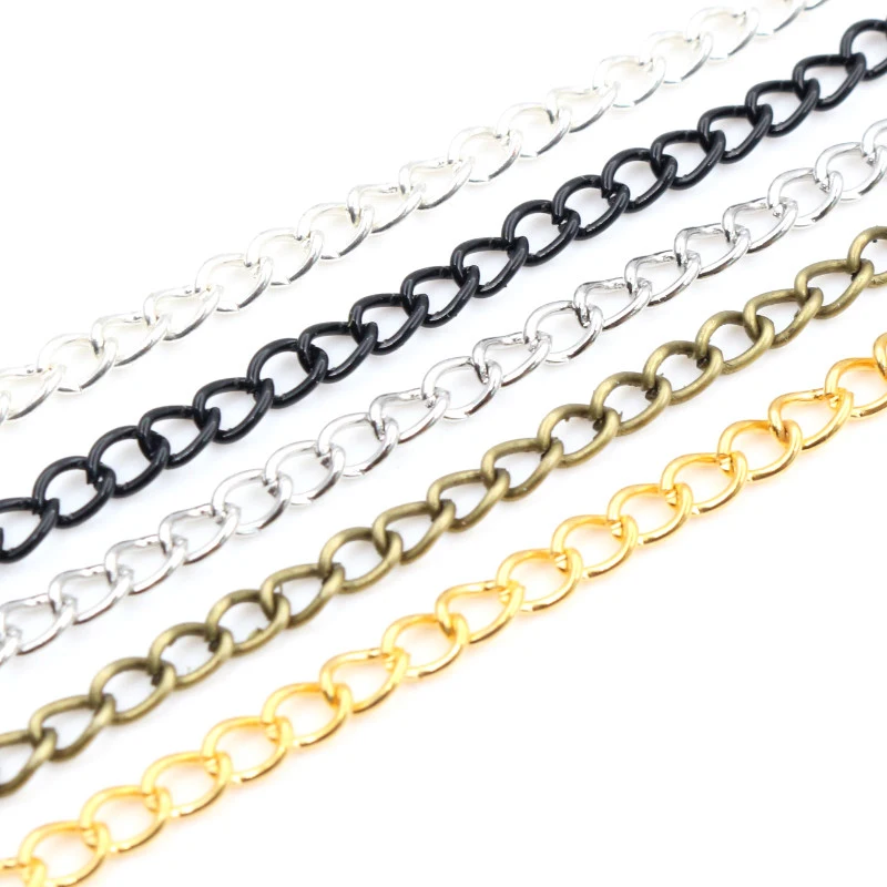 5 Meters/lot 3x2mm 4x3mm Bronze Gold Silver 5 Colors Plated Unwelded Iron Cable Chains DIY Jewelry Making Findings Accessories