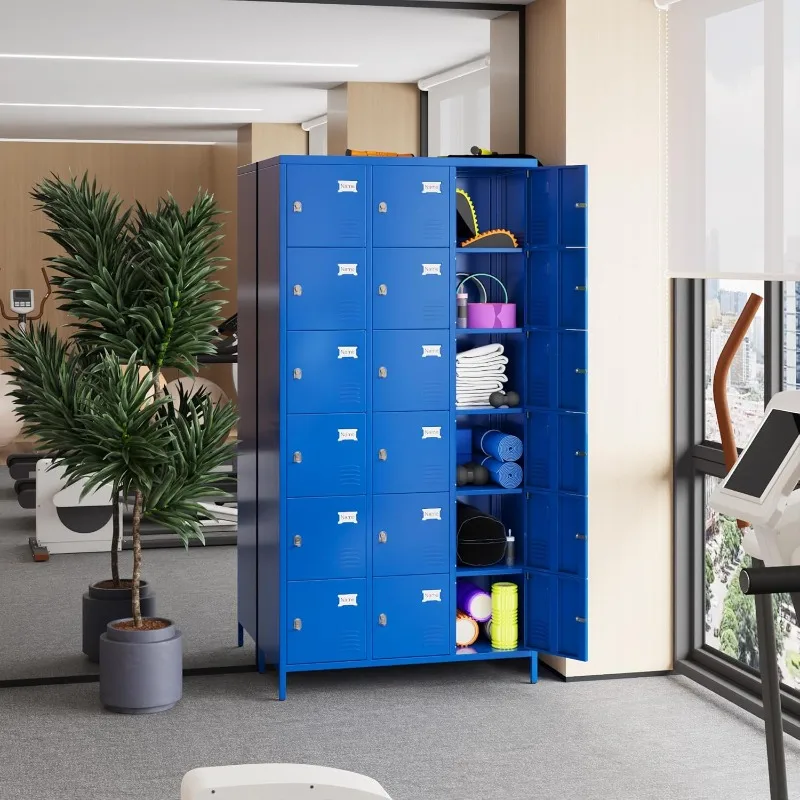 18 Doors Metal Storage Locker for Employees, Storage Locker for School Office Gym Bedroom, Industrial Steel Storage Locker